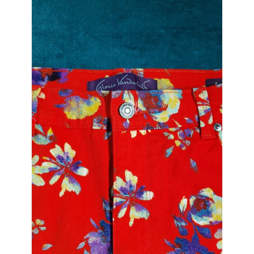 Gloria Vanderbilt Shorts Size 16 Womens Red Amanda Floral Ladies Casual NWT - Picture 7 of 13